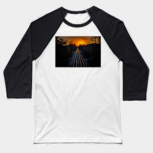 Sunset on the Tracks Baseball T-Shirt